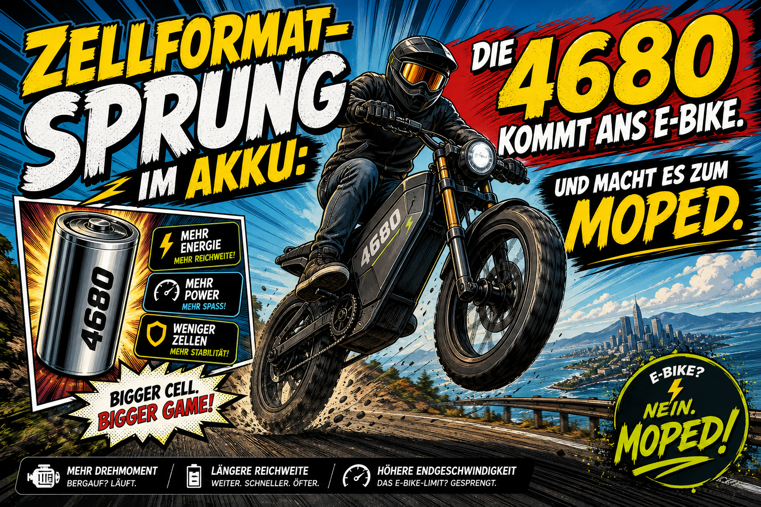 Zellformat Sprung im Akku Die 4680 kommt ans E Bike. Und macht es zum Moped.